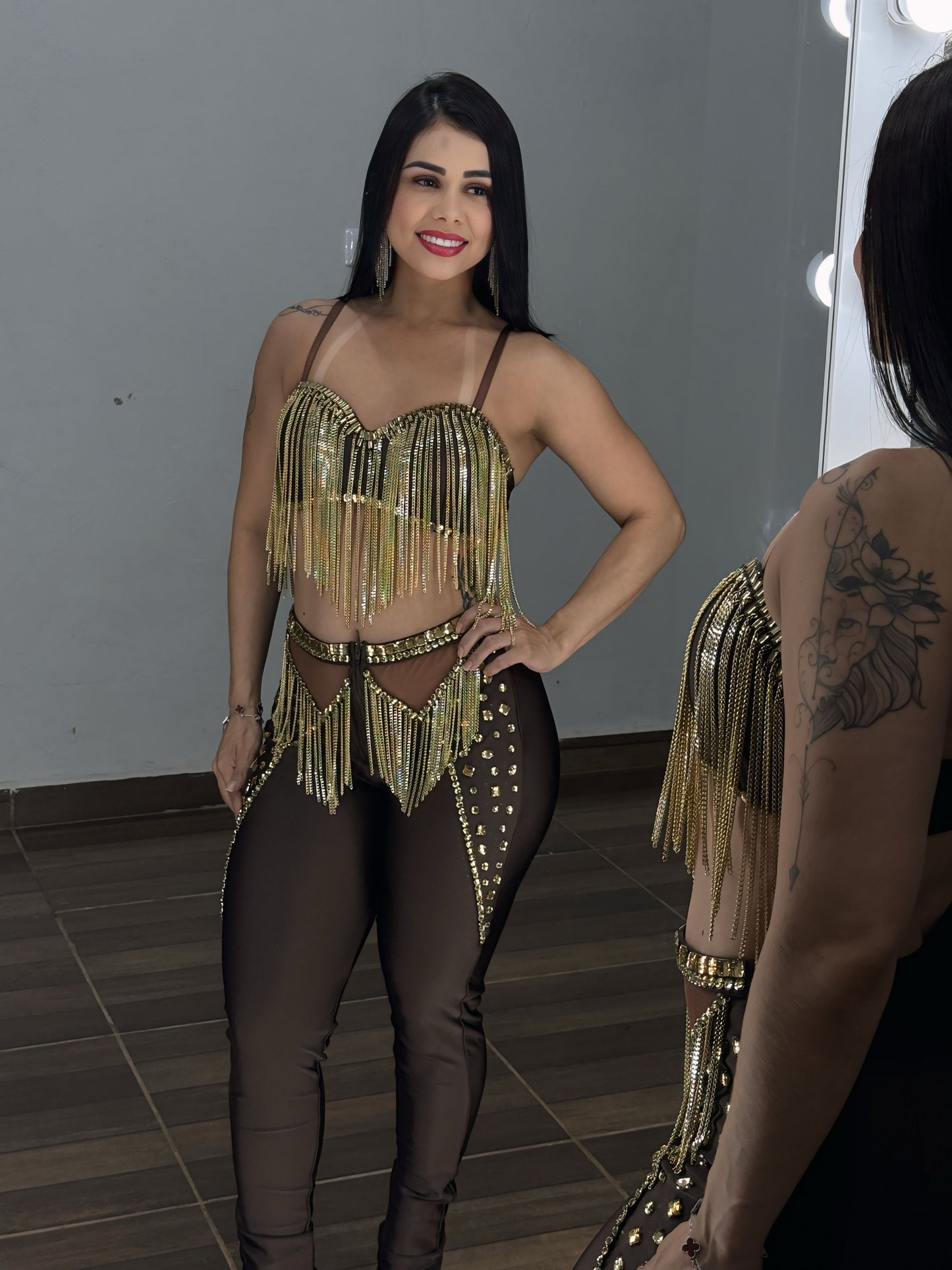 Conjunto Marielle – Correntes e Pedrarias Douradas | Tamanho Único 38 ao 44