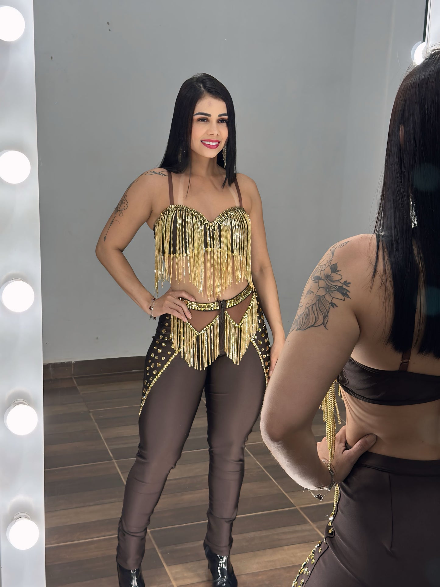 Conjunto Marielle – Correntes e Pedrarias Douradas | Tamanho Único 38 ao 44