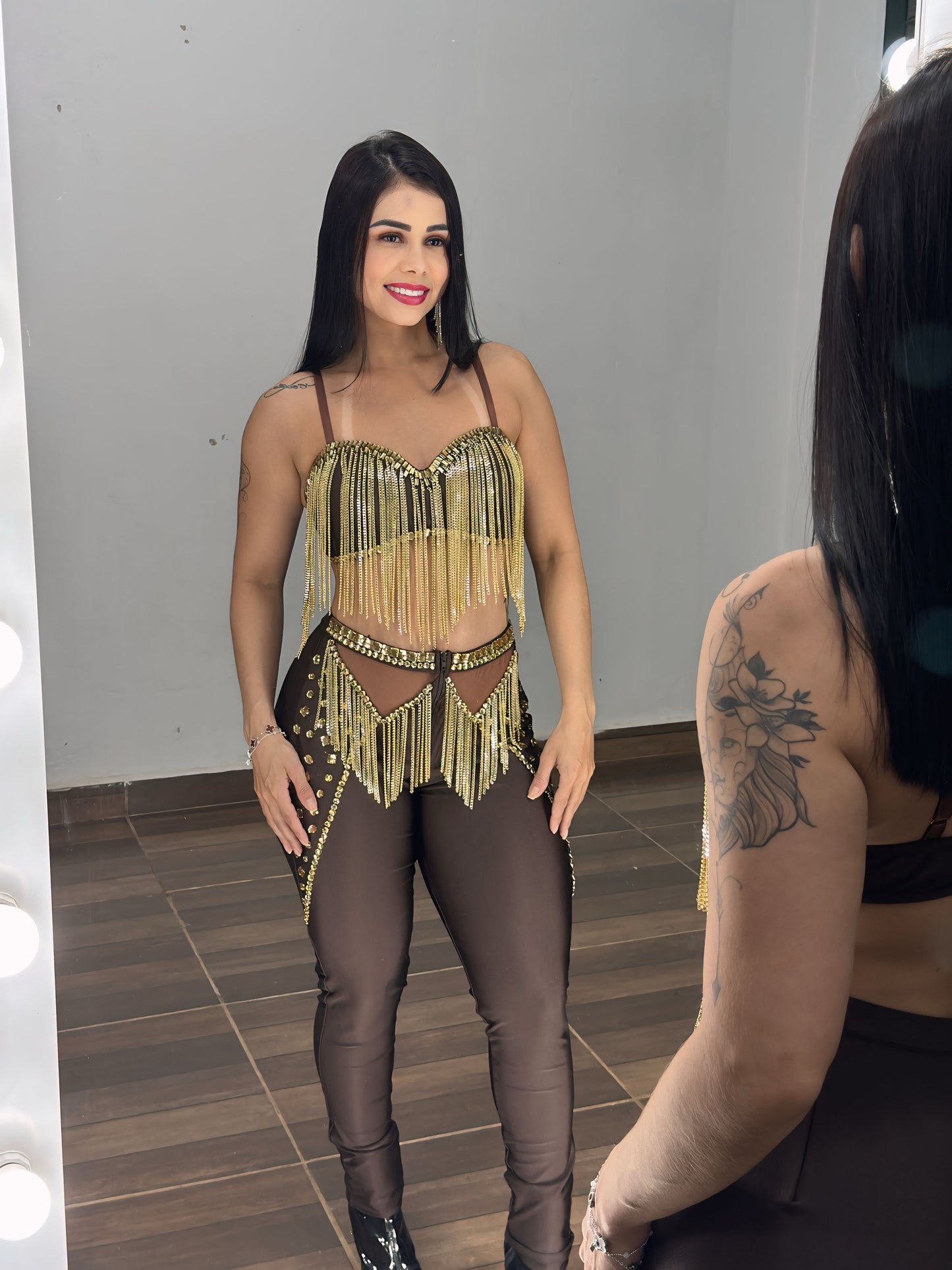 Conjunto Marielle – Correntes e Pedrarias Douradas | Tamanho Único 38 ao 44