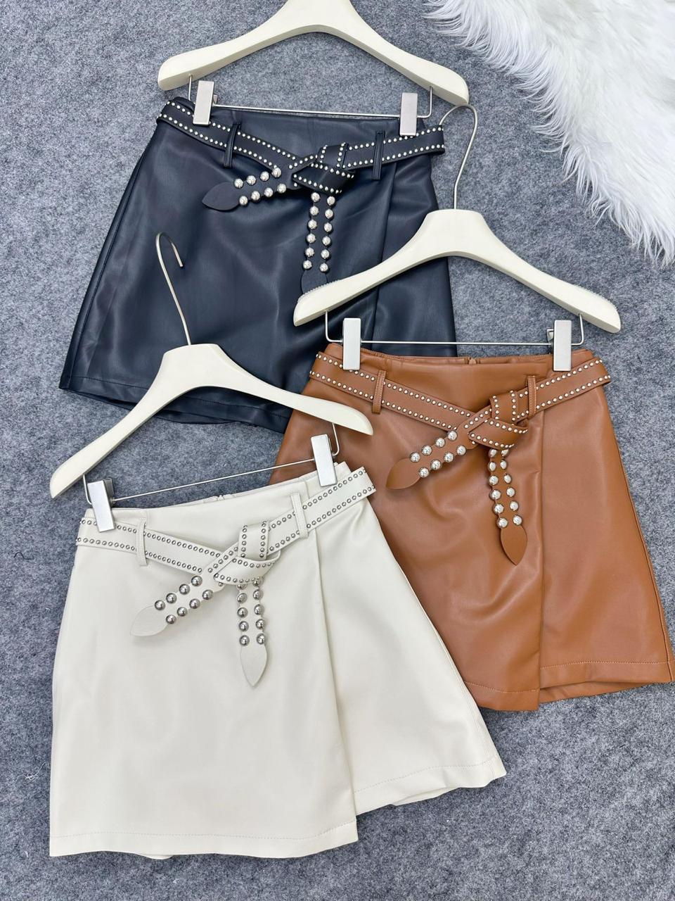 Short saia importado com cinto