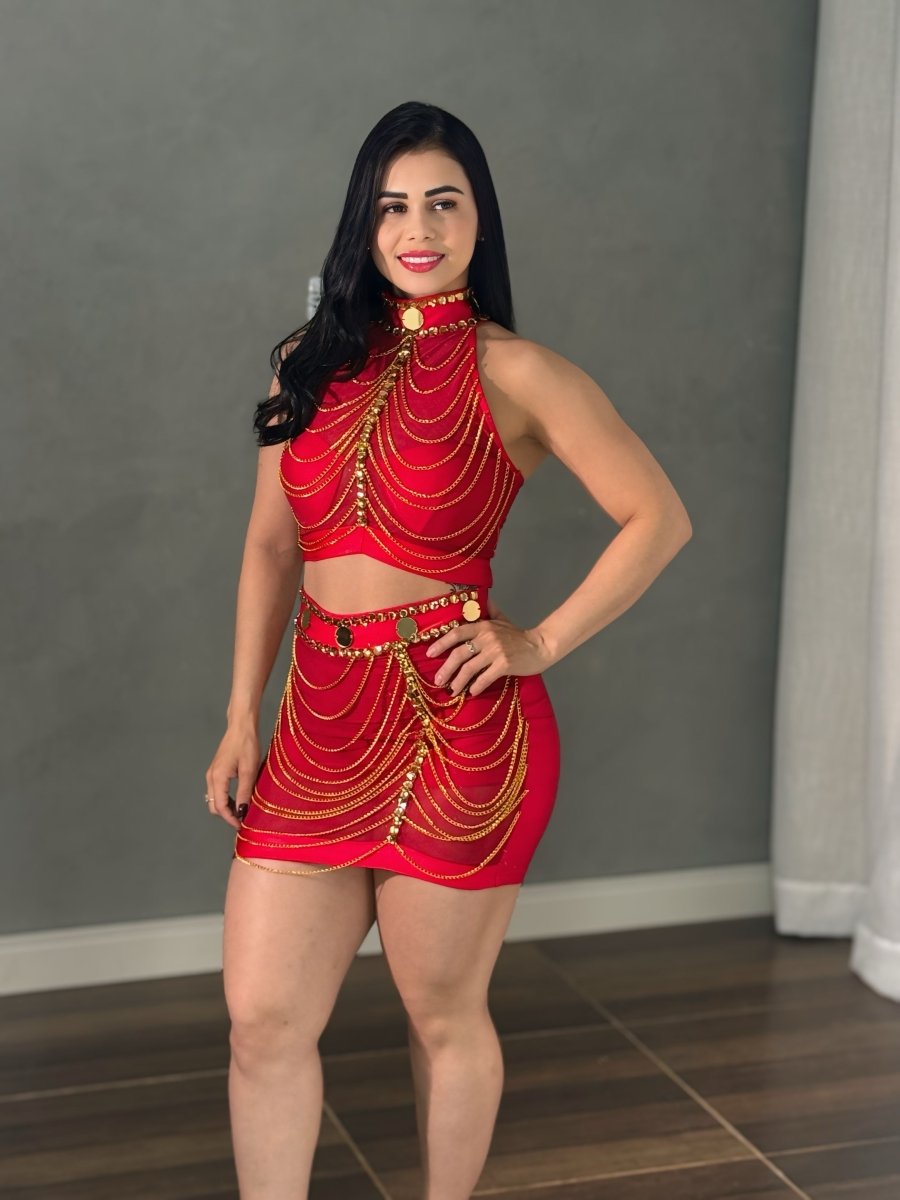 Conjunto Cropped e Short Saia Tule e Corrente - BALADINHA - Preciosa by Catiuse Daniela