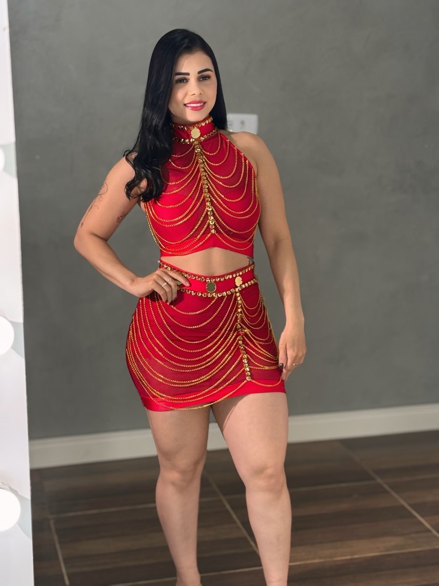 Conjunto Cropped e Short Saia Tule e Corrente - BALADINHA - Preciosa by Catiuse Daniela