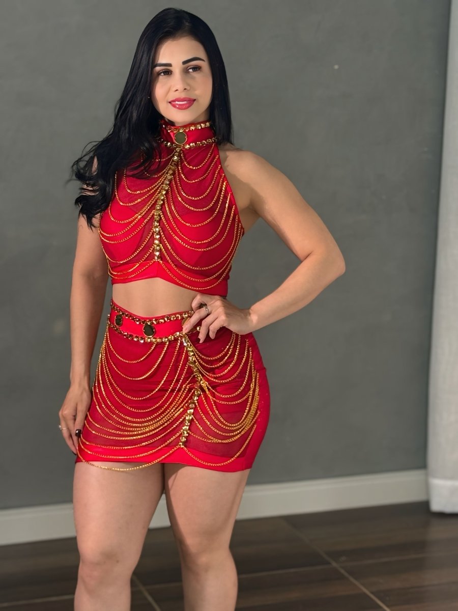 Conjunto Cropped e Short Saia Tule e Corrente - BALADINHA - Preciosa by Catiuse Daniela