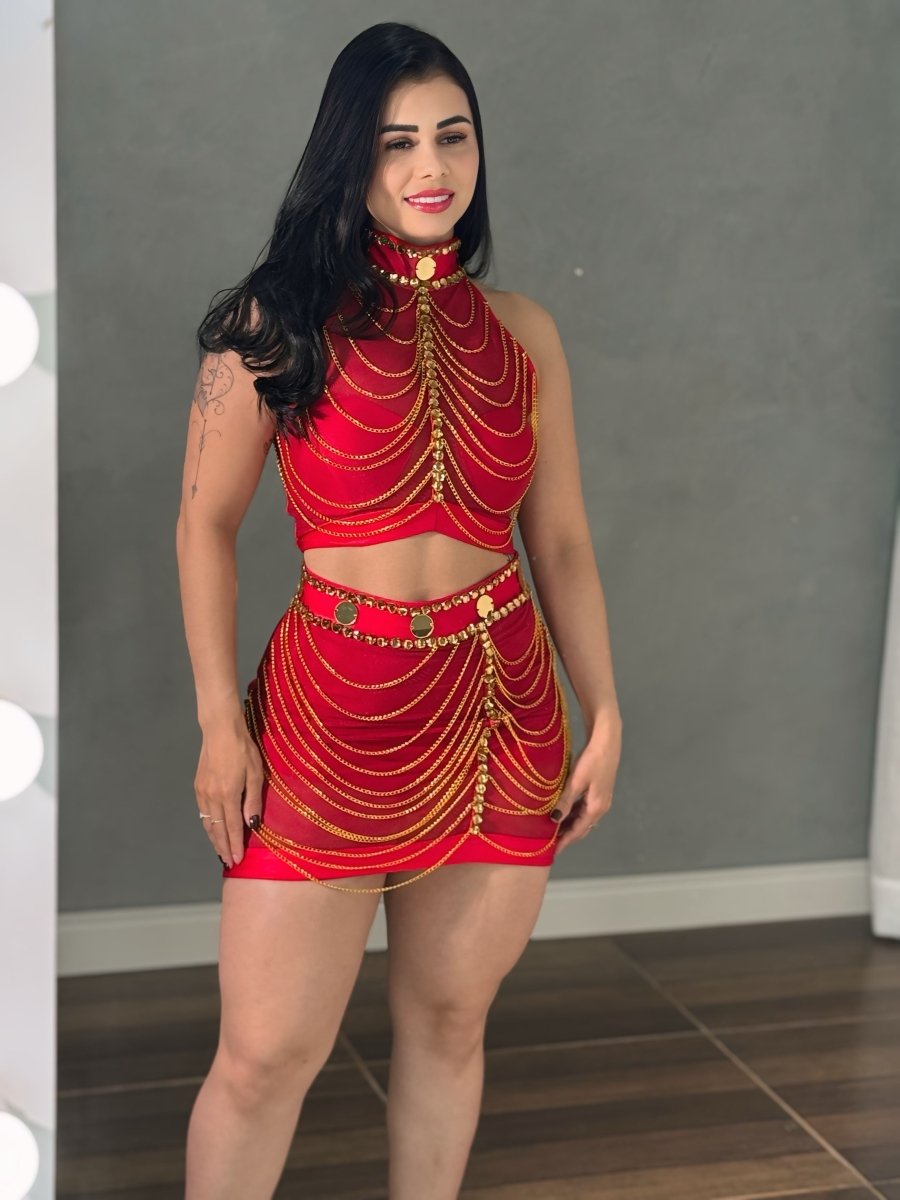 Conjunto Cropped e Short Saia Tule e Corrente - BALADINHA - Preciosa by Catiuse Daniela