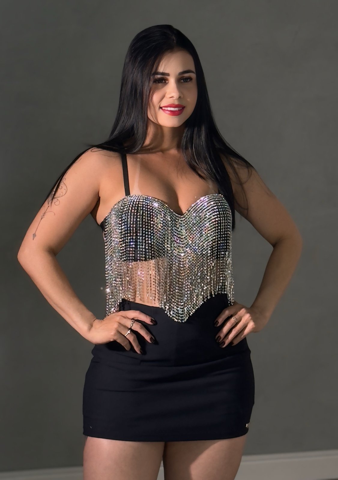Cropped com Franjas de Strass Lara - Preciosa by Catiuse Daniela