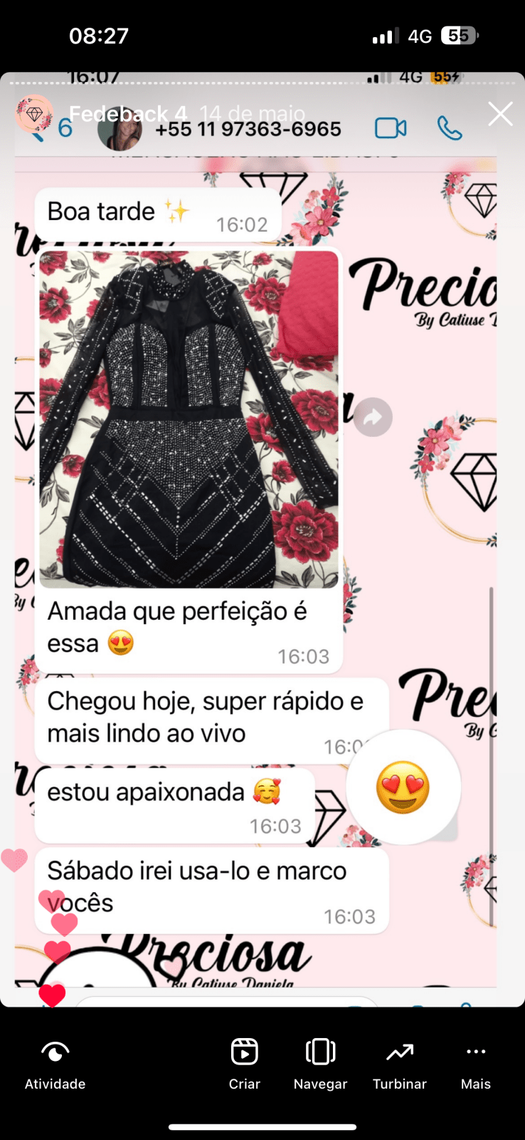 Vestido com brilho e ombreira Carol - Preciosa by Catiuse Daniela