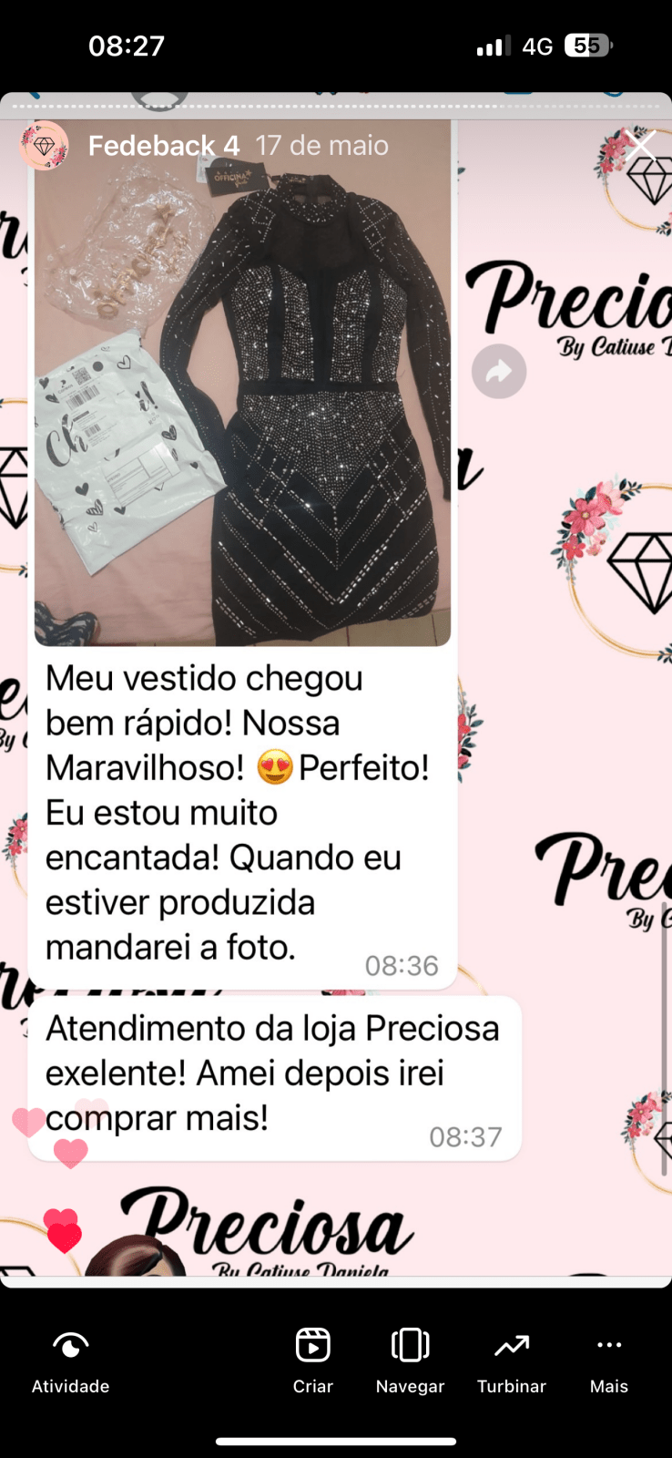 Vestido com brilho e ombreira Carol - Preciosa by Catiuse Daniela