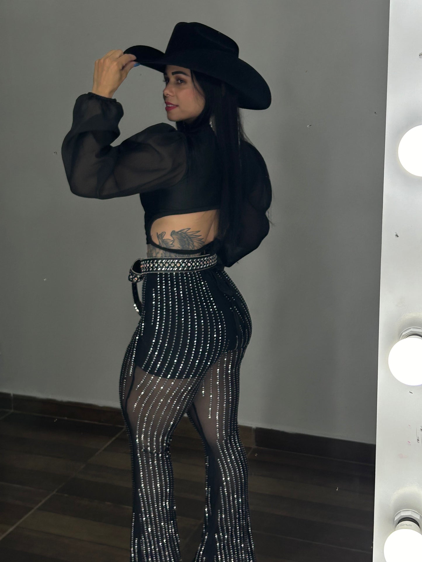 Calça brilho  em tule Flare