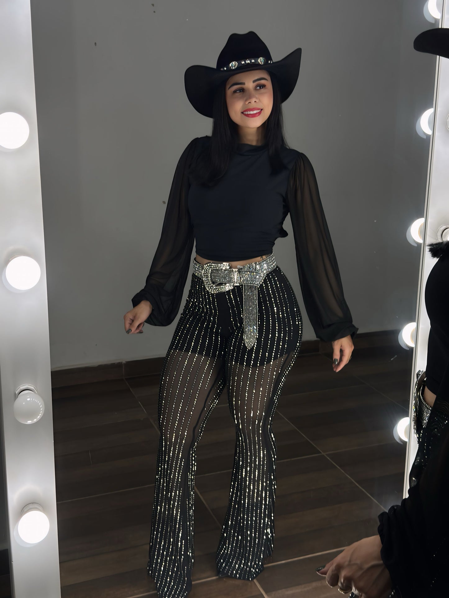 Calça brilho  em tule Flare