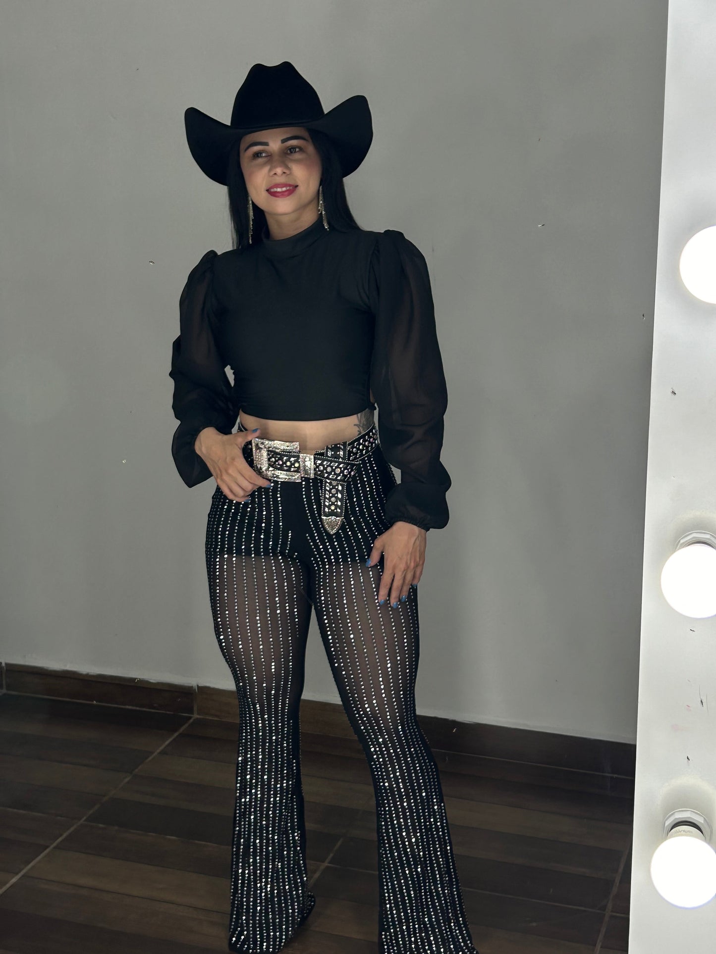 Calça brilho  em tule Flare