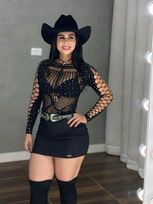 Body Baladinha de Strass | Tecido Meia Ajustável e Alta Elasticidade - Preciosa by Catiuse Daniela