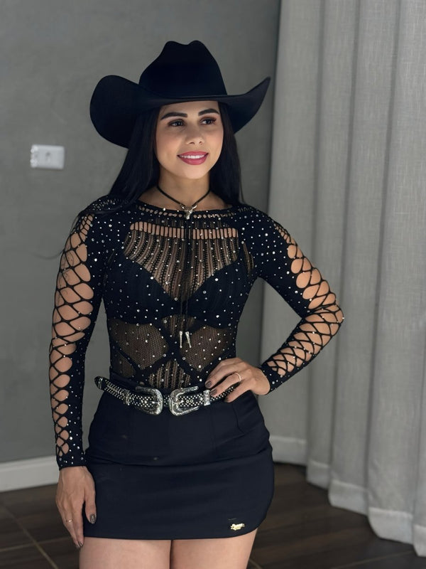 Body Baladinha de Strass | Tecido Meia Ajustável e Alta Elasticidade - Preciosa by Catiuse Daniela