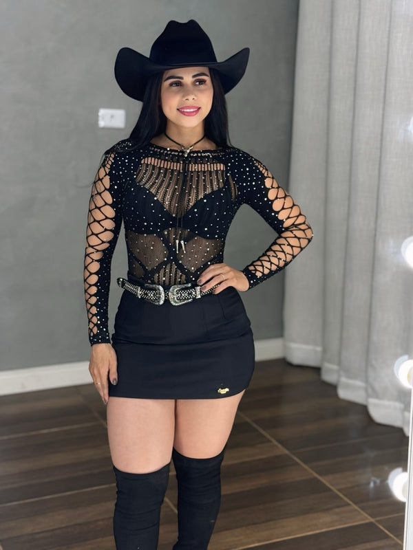 Body Baladinha de Strass | Tecido Meia Ajustável e Alta Elasticidade - Preciosa by Catiuse Daniela