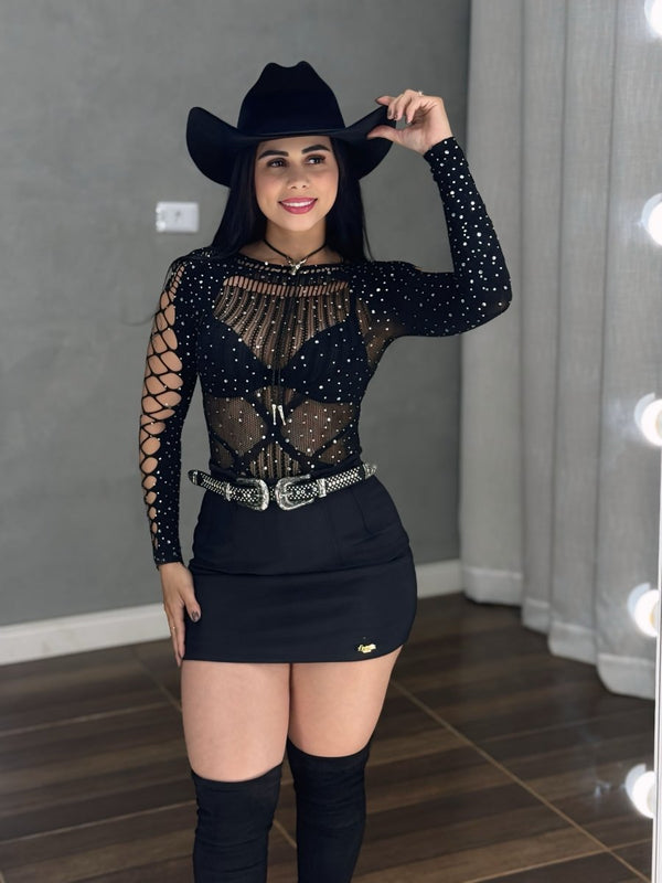 Body Baladinha de Strass | Tecido Meia Ajustável e Alta Elasticidade - Preciosa by Catiuse Daniela