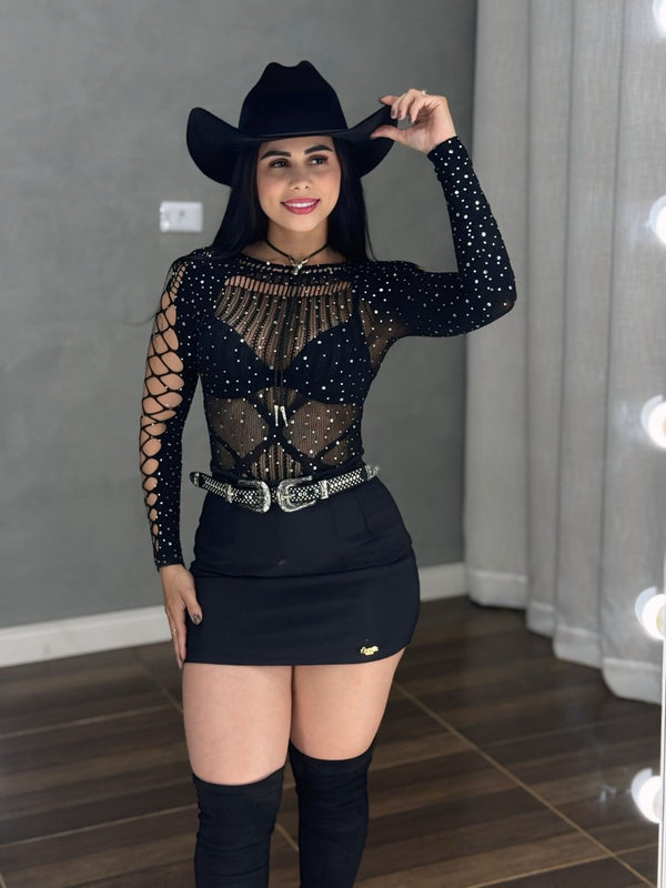 Body Baladinha de Strass | Tecido Meia Ajustável e Alta Elasticidade - Preciosa by Catiuse Daniela