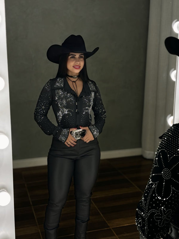 Body Camisa Cavalo Luxo | Tecido Suplex Light com Aplicação de Strass - Preciosa by Catiuse Daniela
