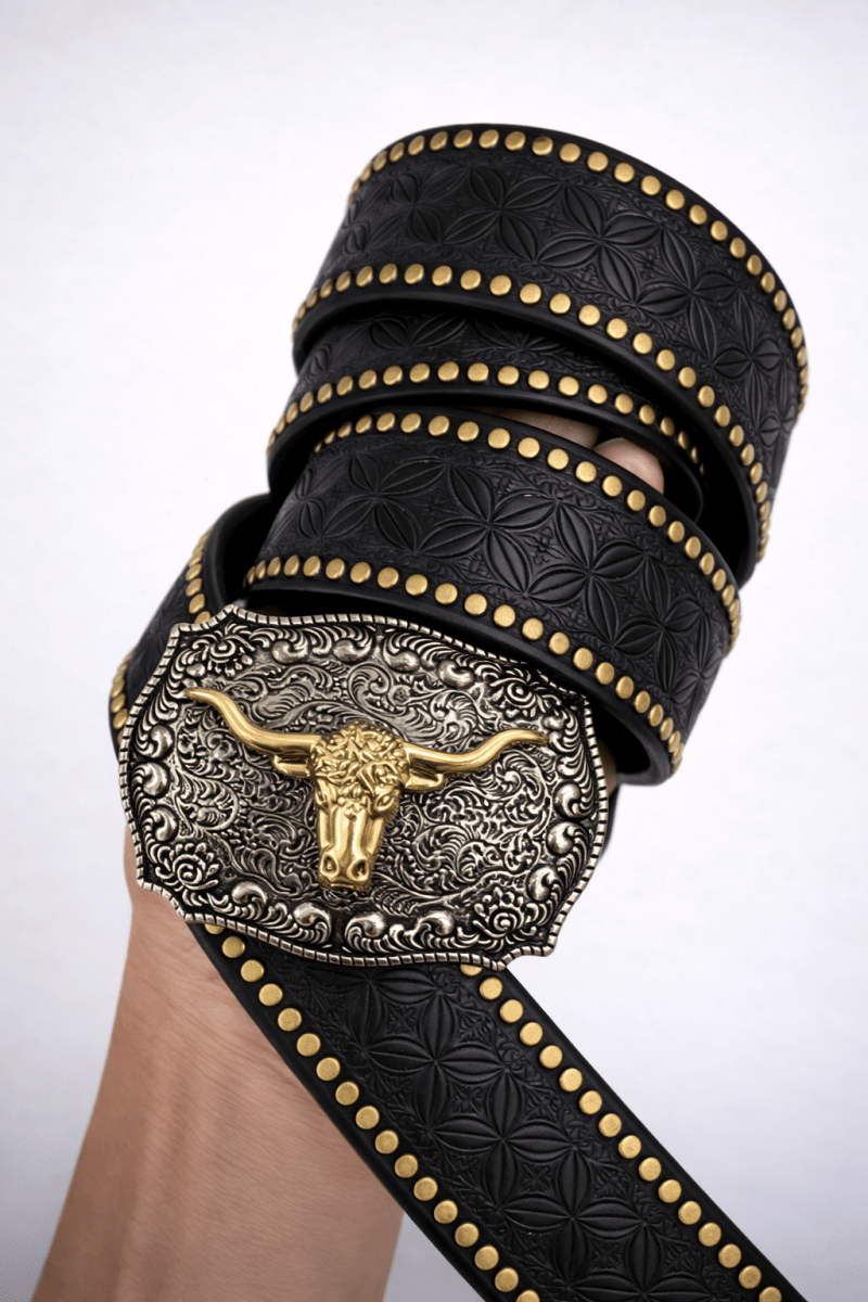 Cinto Western Cabeça de Touro Luxo | Fivela em Metal e Couro Sintético - Preciosa by Catiuse Daniela