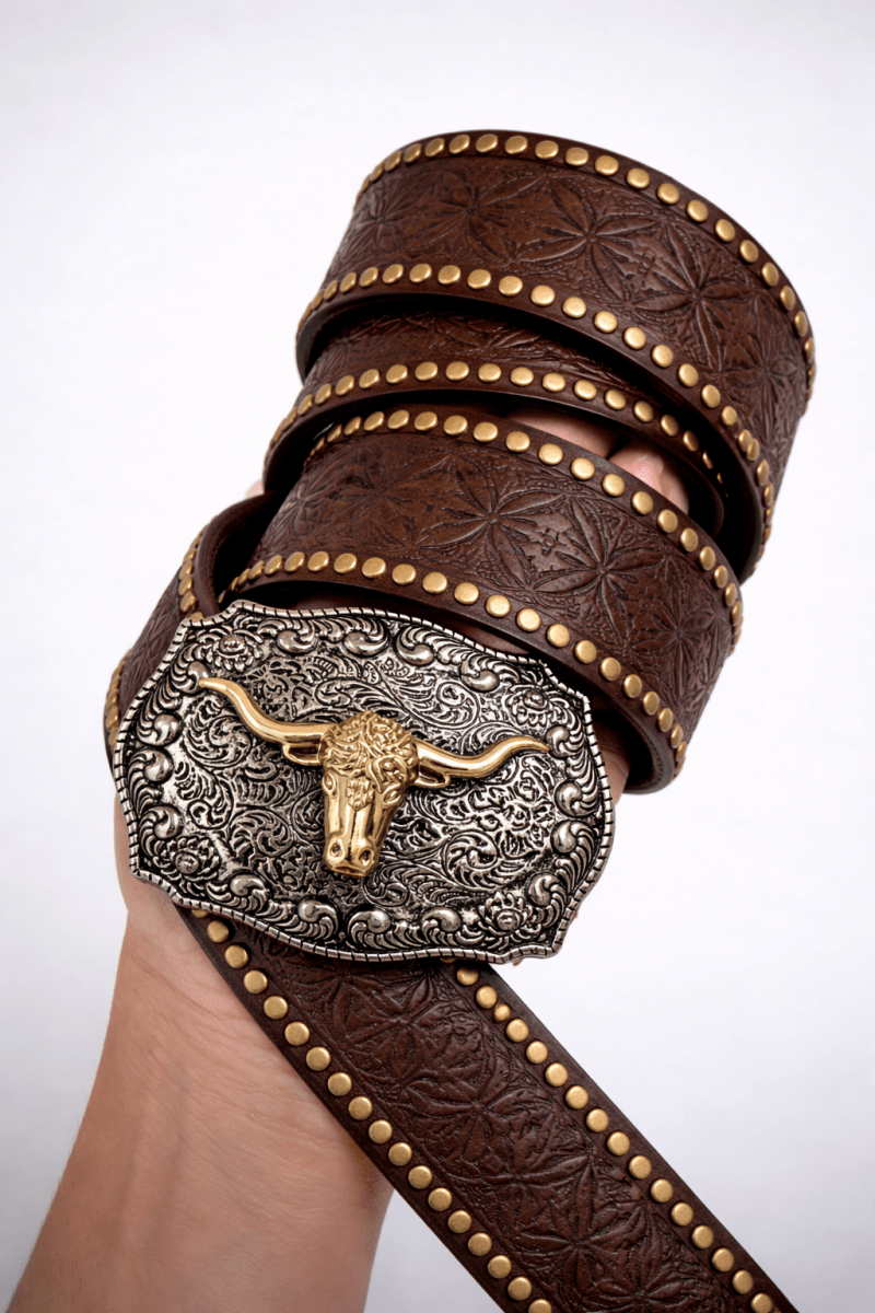 Cinto Western Cabeça de Touro Luxo | Fivela em Metal e Couro Sintético - Preciosa by Catiuse Daniela