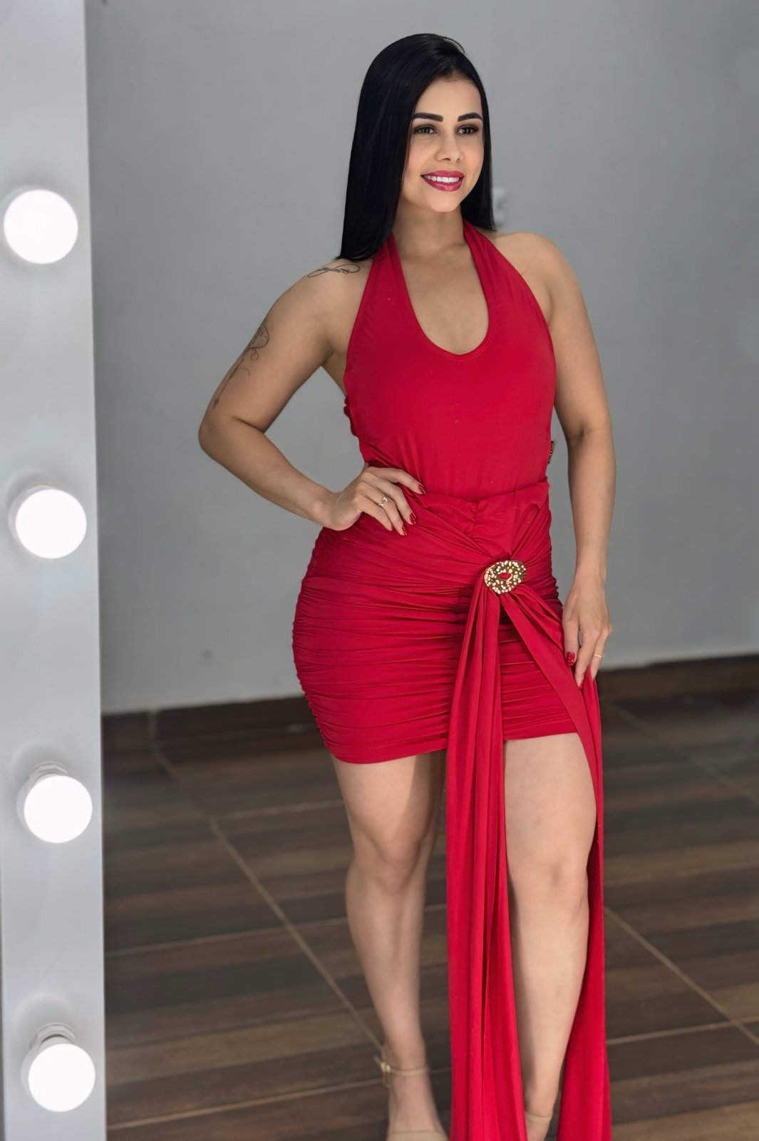 Conjunto Body e Saia Drapeada Luiza Luxo | Poliamida Premium | Festa Natal & Ano Novo - PAULA MELLO - Preciosa by Catiuse Daniela