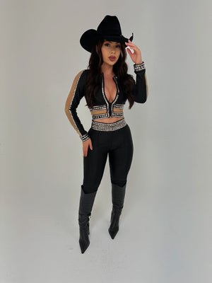 Conjunto Calça e croped com pedrarias Rafaella - Preciosa by Catiuse Daniela