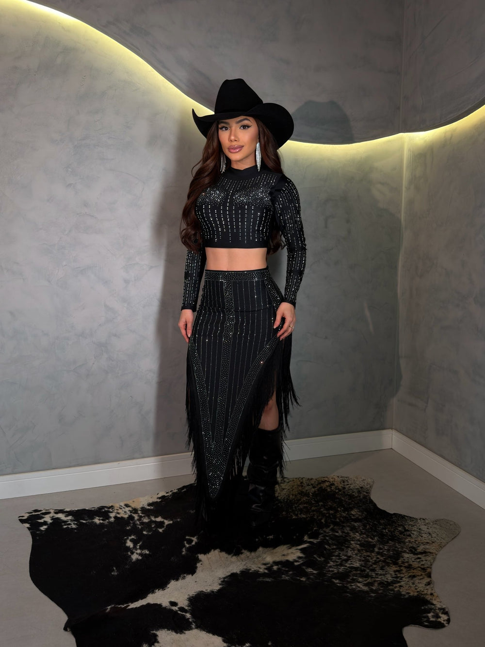 Conjunto Carol Luxo | Franjas Western e Tecido Poliamida Premium - Preciosa by Catiuse Daniela