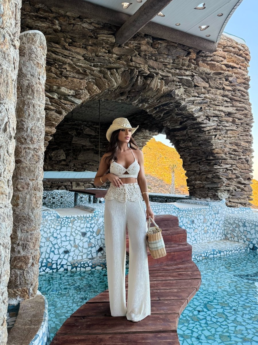 Conjunto Crochê e Pantalona Ares | Malha Texturizada e Moda Artesanal - Preciosa by Catiuse Daniela