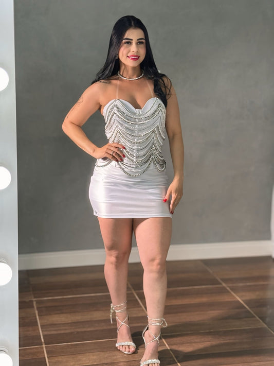 Conjunto Cropped e Short Saia Brilho e pedrarias Celebration - Preciosa by Catiuse Daniela