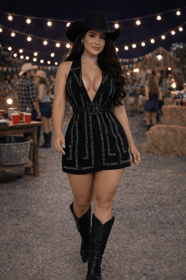 Conjunto Max Colete Luxo | Short com Strass e Cinto em Alfaiataria - Preciosa by Catiuse Daniela