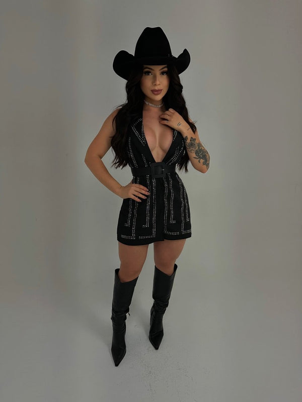 Conjunto Max Colete Luxo | Short com Strass e Cinto em Alfaiataria - Preciosa by Catiuse Daniela
