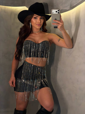 Conjunto Texas Star Luxo | Poliamida Trilobal com Correntes de Strass Manuais - Preciosa by Catiuse Daniela