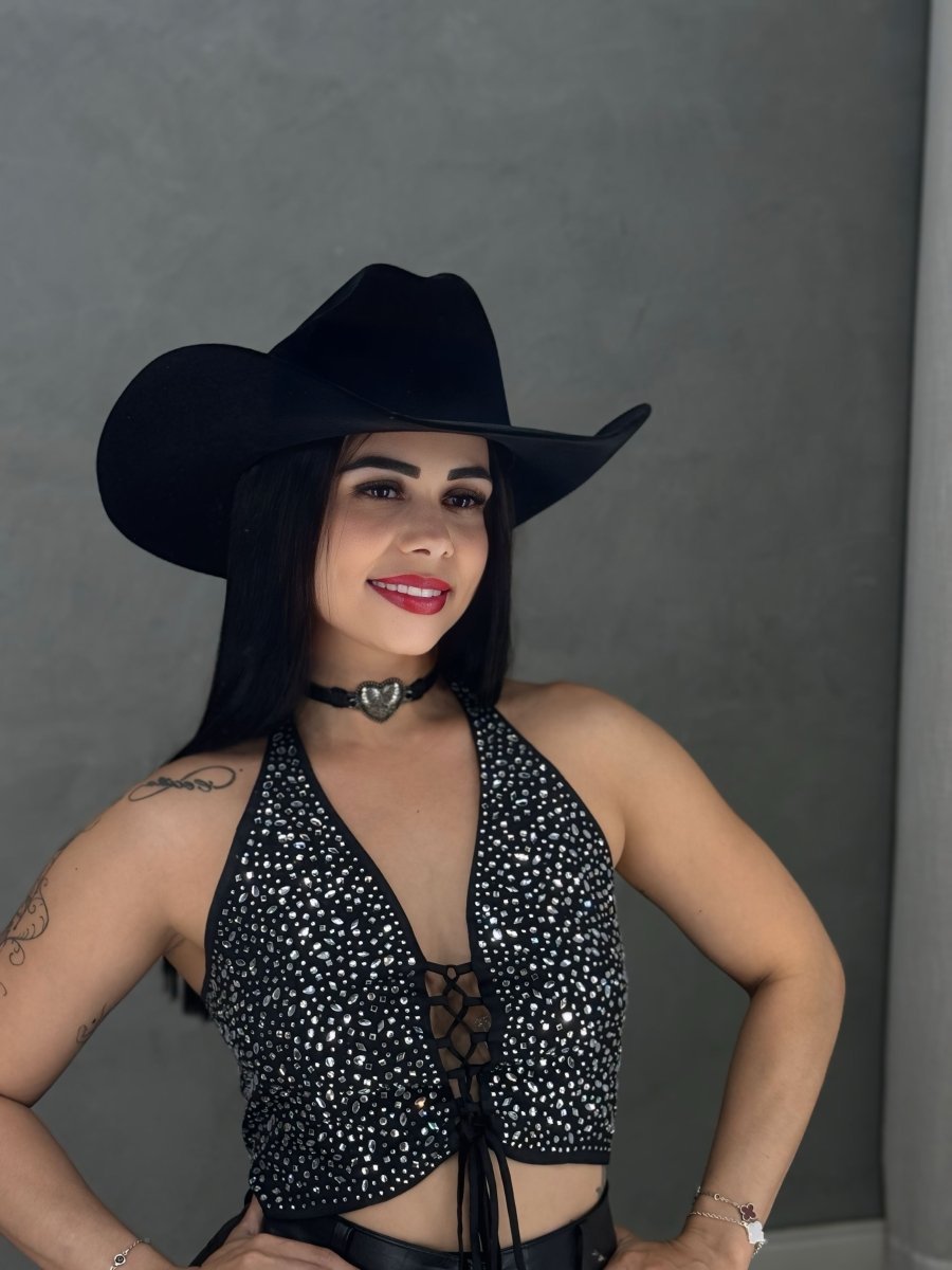 Cropped Brilho Luxo | Alfaiataria Premium com Aplicações de Strass - Preciosa by Catiuse Daniela