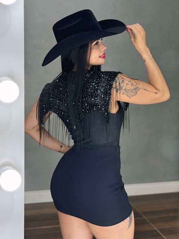 Gola Country Luxo em Pedrarias | Bordado Artesanal com Strass e Franjas - Preciosa by Catiuse Daniela