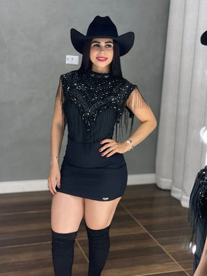 Gola Country Luxo em Pedrarias | Bordado Artesanal com Strass e Franjas - Preciosa by Catiuse Daniela