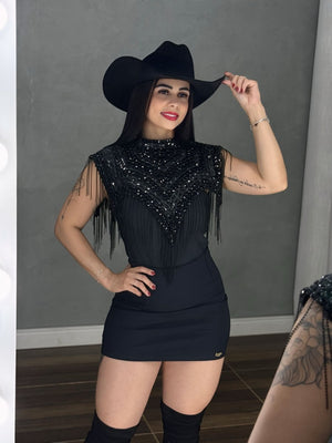 Gola Country Luxo em Pedrarias | Bordado Artesanal com Strass e Franjas - Preciosa by Catiuse Daniela