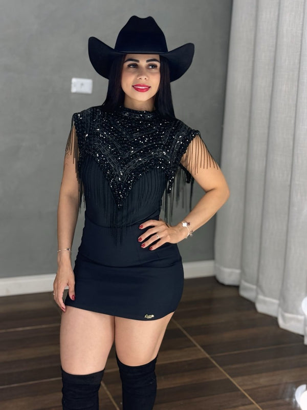 Gola Country Luxo em Pedrarias | Bordado Artesanal com Strass e Franjas - Preciosa by Catiuse Daniela