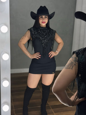 Gola Country Luxo em Pedrarias | Bordado Artesanal com Strass e Franjas - Preciosa by Catiuse Daniela