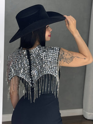Gola Country Luxo em Pedrarias | Bordado Artesanal com Strass e Franjas - Preciosa by Catiuse Daniela