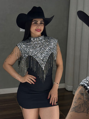 Gola Country Luxo em Pedrarias | Bordado Artesanal com Strass e Franjas - Preciosa by Catiuse Daniela