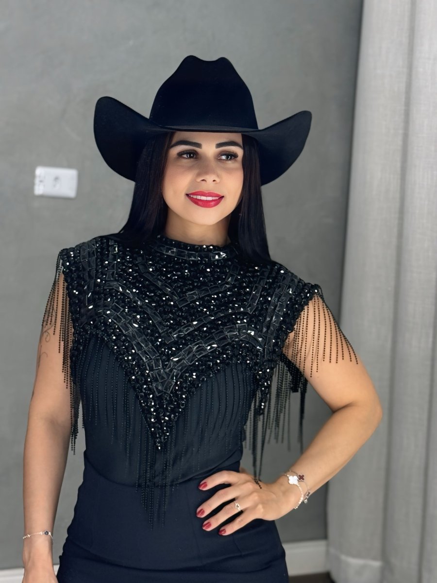 Gola Country Luxo em Pedrarias | Bordado Artesanal com Strass e Franjas - Preciosa by Catiuse Daniela