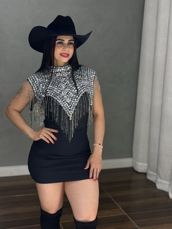Gola Country Luxo em Pedrarias | Bordado Artesanal com Strass e Franjas - Preciosa by Catiuse Daniela