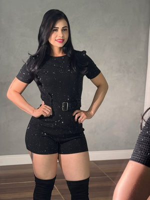 Macaquinho Curto Princesa Luxo | Strass Importado ( Preto e Branco) - Preciosa by Catiuse Daniela