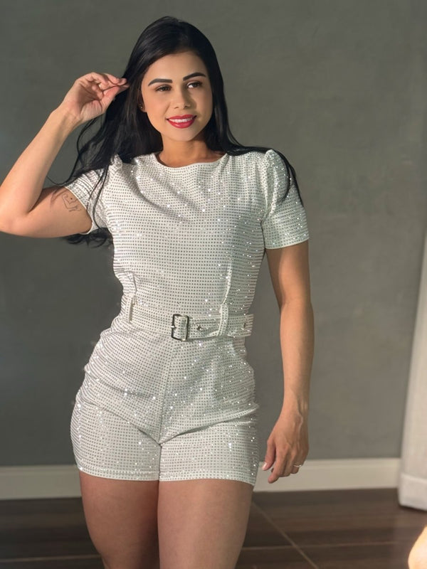 Macaquinho Curto Princesa Luxo | Strass Importado ( Preto e Branco) - Preciosa by Catiuse Daniela