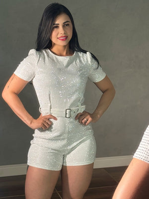 Macaquinho Curto Princesa Luxo | Strass Importado ( Preto e Branco) - Preciosa by Catiuse Daniela