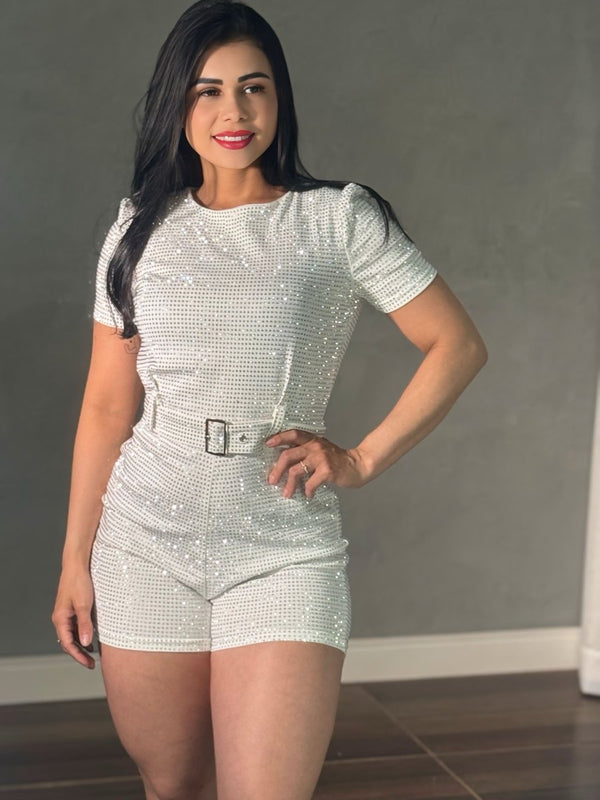 Macaquinho Curto Princesa Luxo | Strass Importado ( Preto e Branco) - Preciosa by Catiuse Daniela