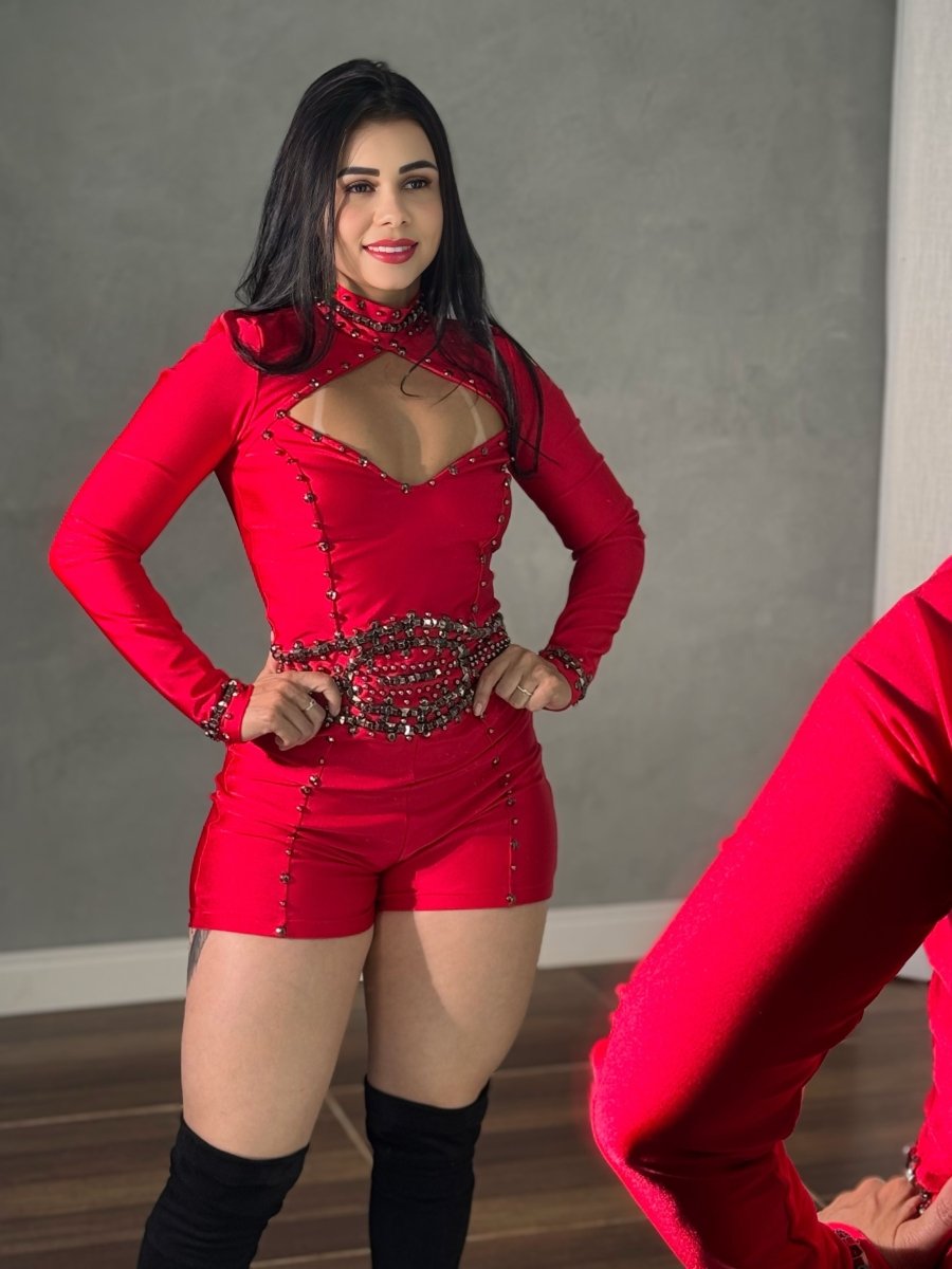 Macaquinho Manga Longa com pedrarias Jade - Preciosa by Catiuse Daniela