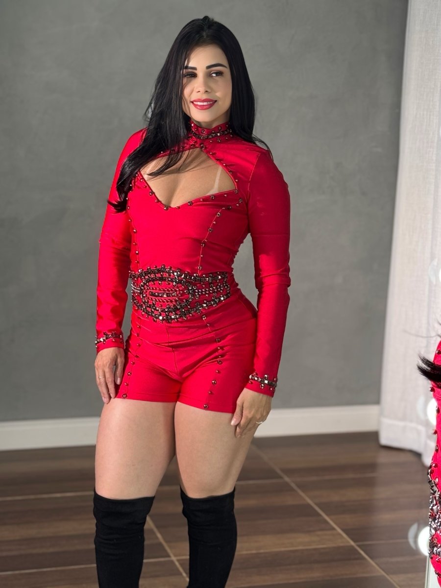 Macaquinho Manga Longa com pedrarias Jade - Preciosa by Catiuse Daniela