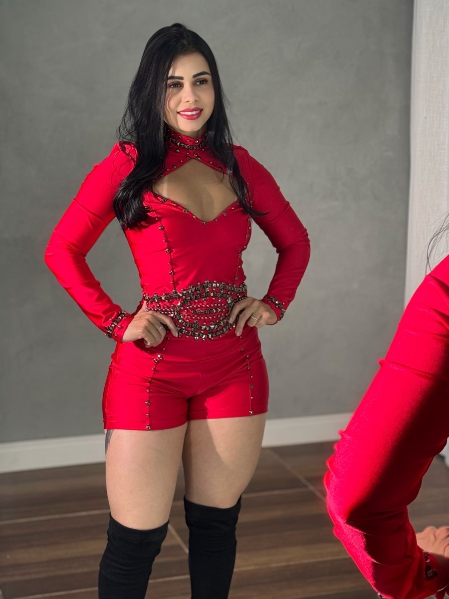 Macaquinho Manga Longa com pedrarias Jade - Preciosa by Catiuse Daniela