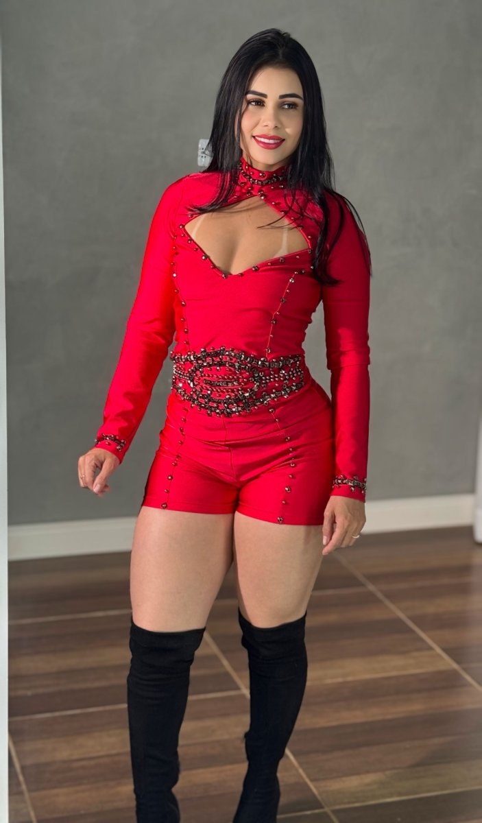 Macaquinho Manga Longa com pedrarias Jade - Preciosa by Catiuse Daniela