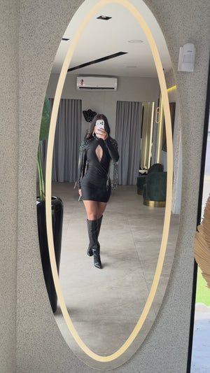 Vestido Western Ombreira Luxo | Poliamida Beach Gloss com Pedrarias e Franjas de Corrente