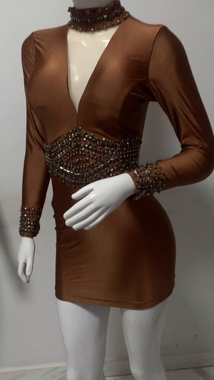Vestido Curto Alice | Tecido Modelador, Pedrarias e Brilho para Festa